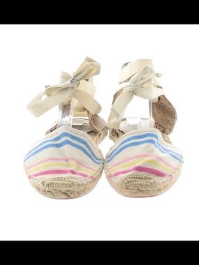 Soludos Striped Canvas Espadrilles in Pink Blue Yellow and Cream